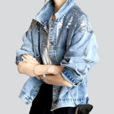 Mit Pailletten verzierte Jeansjacke für Damen